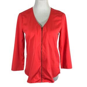 Banana Republic Factory Women's Zip Up Coral 3/4 sleeve blouse top SIZE Small